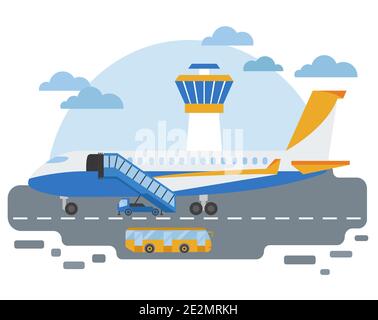 Special machinery collection. Airport ground support service  transportation coloured vector icon set isolated on white. Illustration vector design Stock Vector