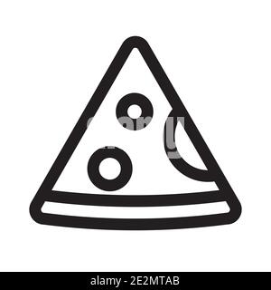 Slice of pizza outline icon isolated on white background. Stock Vector