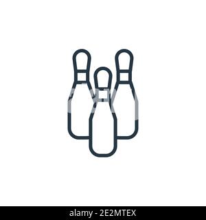 Bowling pins outline vector icon. Thin line black bowling pins icon, flat vector simple element illustration from editable entertainment and arcade co Stock Vector