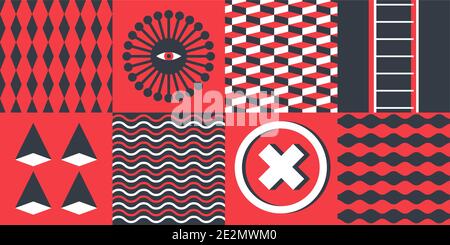 Abstract geometric vector pattern in Neo-Geo style. Layered file. Stock Vector