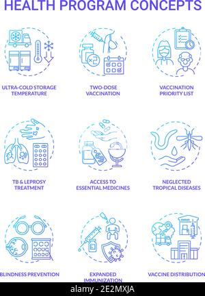 Health program concept icons set Stock Vector