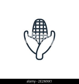 Corn outline vector icon. Thin line black corn icon, flat vector simple element illustration from editable fruits concept isolated stroke on white bac Stock Vector