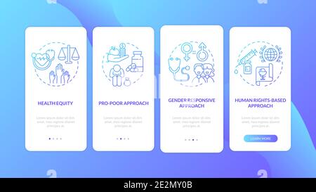 Health programs principles onboarding mobile app page screen with concepts Stock Vector