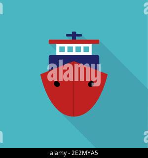 Ship icon in flat style with shadow Stock Vector