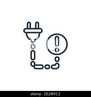 Broken outline vector icon. Thin line black broken icon, flat vector simple element illustration from editable electrian connections concept isolated Stock Vector