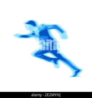 businessman running in blue gradient graphic design illustration vector isolated on white background. Business concept. Stock Vector
