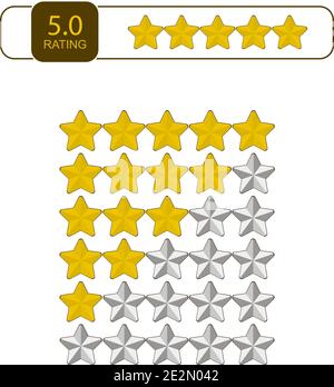 Five Stars rating icon. Vector illustration eps10 Stock Vector