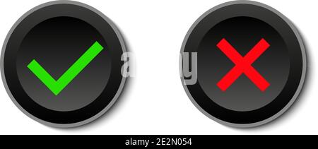 Yes and No Buttons on white background. Yes or No check marks. Vector illustration Stock Vector
