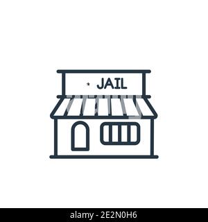 Jail outline vector icon. Thin line black jail icon, flat vector simple element illustration from editable wild west concept isolated stroke on white Stock Vector