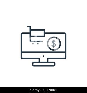 Market outline vector icon. Thin line black market icon, flat vector simple element illustration from editable digital economy concept isolated stroke Stock Vector