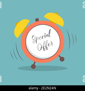 Special Offer alarm clock in flat style Stock Vector