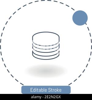 rounded database vector icon editable stroke outline icons for web and mobile Stock Vector