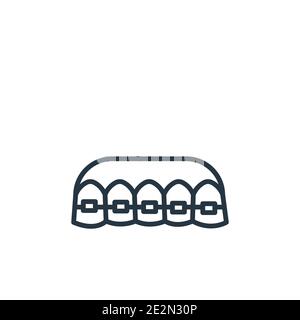 Brackets outline vector icon. Thin line black brackets icon, flat vector simple element illustration from editable dentist concept isolated stroke on Stock Vector
