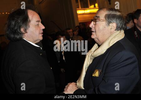 Gonzague Saint-Bris (L) and Henri Tisot arriving for the 'Gala Enfance Majuscule,' held at Salle Gaveau in Paris, France on February 15, 2010. Photo by Christophe Guibbaud/ABACAPRESS.COM Stock Photo