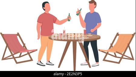 Guys hanging out flat color vector faceless characters Stock Vector