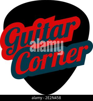Guitar Pick in flat style, Music store logo Stock Vector
