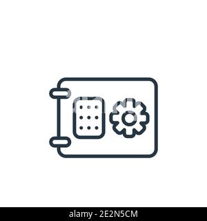 Safebox outline vector icon. Thin line black safebox icon, flat vector simple element illustration from editable digital economy concept isolated stro Stock Vector