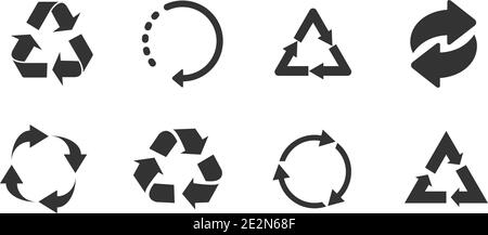 Recycle icon set black on white background Stock Vector