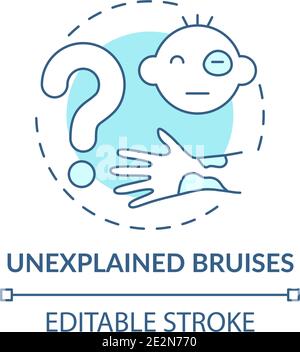 Unexplained bruises turquoise concept icon Stock Vector