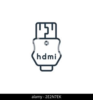 Hdmi outline vector icon. Thin line black hdmi icon, flat vector simple element illustration from editable electronic devices concept isolated on whit Stock Vector