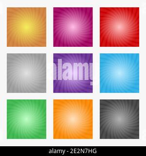 Sun rays Set color rays sun on gray background Spiral Stock Vector