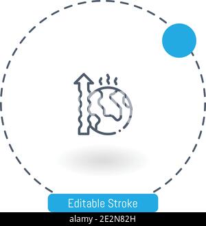 global warming vector icon editable stroke outline icons for web and mobile Stock Vector