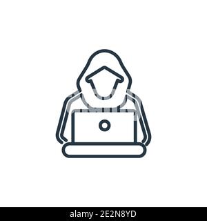 Hacking outline vector icon. Thin line black hacking icon, flat vector simple element illustration from editable cyber concept isolated stroke on whit Stock Vector