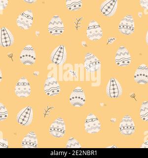 Decorative Easter eggs. Vector seamless pattern for textiles, paper, cards, any designs in pastel colors. Stock Vector