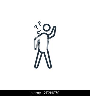 Confused human outline vector icon. Thin line black confused human icon, flat vector simple element illustration from editable feelings concept isolat Stock Vector