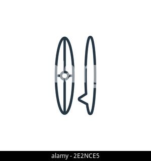 Surfboard outline vector icon. Thin line black surfboard icon, flat vector simple element illustration from editable entertainment concept isolated on Stock Vector