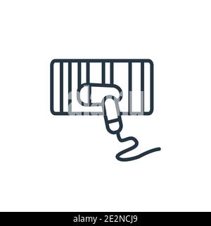 Barcode scanner outline vector icon. Thin line black barcode scanner icon, flat vector simple element illustration from editable electronic devices co Stock Vector