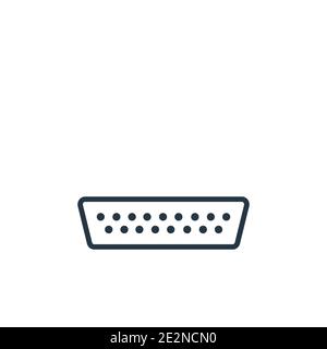 Vga outline vector icon. Thin line black vga icon, flat vector simple element illustration from editable electrian connections concept isolated on whi Stock Vector