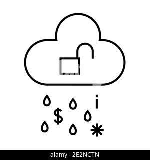 Cybersecurity outline icon. Cloud data leakage concept. Simple line art isolated illustration Stock Vector