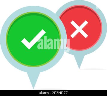Check mark with map pointer on blank background Stock Vector
