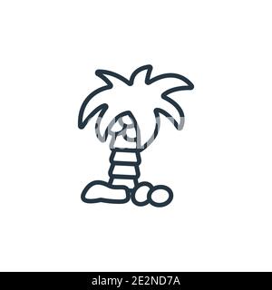 Coconuts palm tree of brazil outline vector icon. Thin line black coconuts palm tree of brazil icon, flat vector simple element illustration from edit Stock Vector