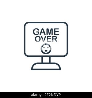 Game over outline vector icon. Thin line black game over icon, flat vector simple element illustration from editable arcade concept isolated on white Stock Vector