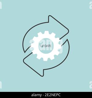 Update icon concept in flat style on blue background. Eps10 Stock Vector