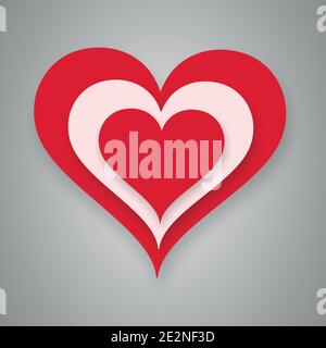 Abstract festive red heart on gray background - Vector illustration Stock Vector