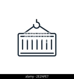 Container hanging outline vector icon. Thin line black container hanging icon, flat vector simple element illustration from editable delivery and logi Stock Vector