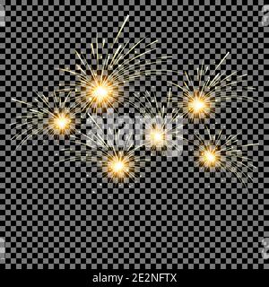 Set of Fireworks on isolated background. Vector illustration Stock Vector