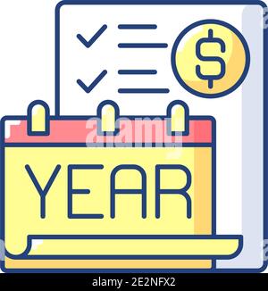 Year end closing procedure RGB color icon Stock Vector