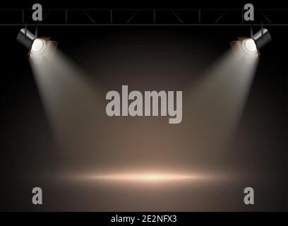 realistic vector spot lights in the darkness. Stock Vector