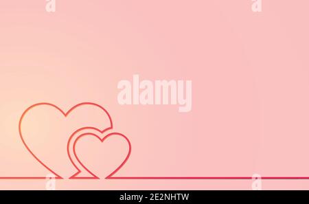 Heart from a red line on a white and yellow background - Vector illustration Stock Vector