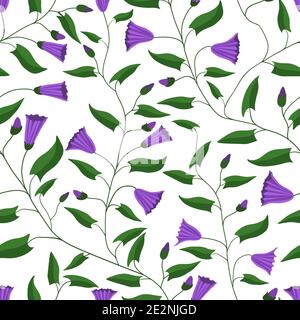 Seamless pattern. Flowers and leaves of the field bindweed. For gift packaging, fabric and other printed products. Vector illustration Stock Vector