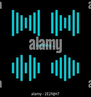 Set Loading blue icons on black background. Eps10 Stock Vector