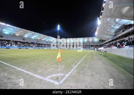 Microphone  Prime Video during the French championship Ligue 1  football match between Stade de Reims and AS Monaco on November 7, 2021 at  Auguste Delaune stadium in Reims, France - Photo: