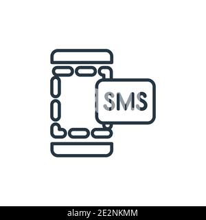 Sms outline vector icon. Thin line black sms icon, flat vector simple element illustration from editable electrian connections concept isolated on whi Stock Vector