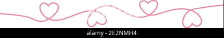 Hearts made from red lines on white panoramic background - Vector illustration Stock Vector