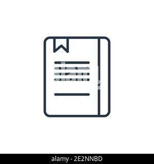 Book with marker outline vector icon. Thin line black book with marker icon, flat vector simple element illustration from editable education concept i Stock Vector