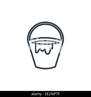 Open paint bucket outline vector icon. Thin line black open paint bucket icon, flat vector simple element illustration from editable tools concept iso Stock Vector